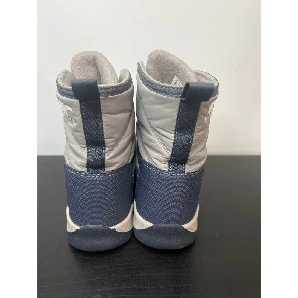 Sorel Whitney II Puffy Mid Boots Grey Navy Waterproof Winter Size 3 LY4914-419